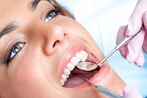 Closeup of patient during dental exam