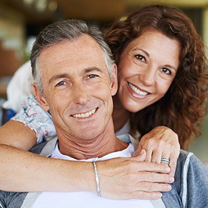 Senior couple smiling together