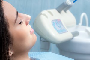 Relaxed woman in dental chair