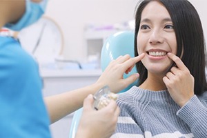 A woman at her dental appointment.