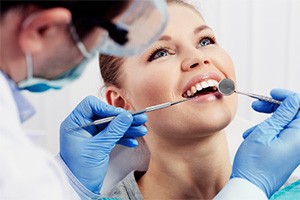 A woman in the dentist chair